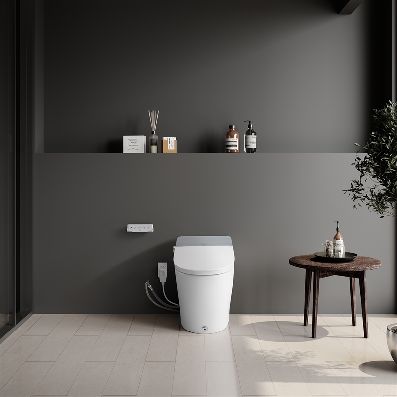 Pemberly Row 1.28/0.92GPF Dual-Flush Hands-Free Built-in Tank Smart Bidet Toilet