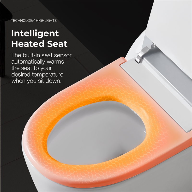 Pemberly Row 1.28/0.92GPF Dual-Flush Hands-Free Built-in Tank Smart Bidet Toilet