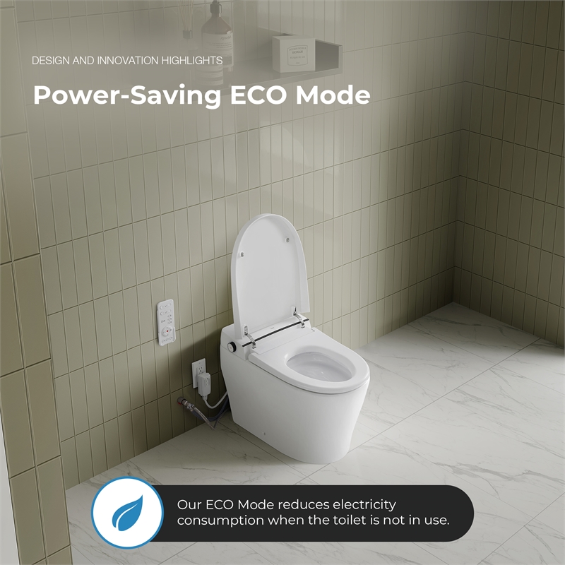 Pemberly Row 1.27/0.92 GPF Dual-Flush Smart Bidet Toilet with Built-in Tank
