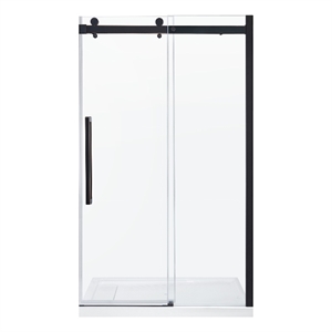 Pemberly Row Oil-Rubbed Bronze Shower Kit Base and Door 36&quot x 48&quot x 81&quot