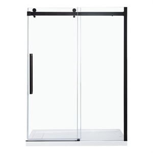 Pemberly Row Oil-Rubbed Bronze Shower Kit Base and Door 36&quot x 60&quot x 81&quot
