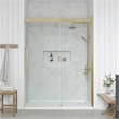 Pemberly Row Modern Gold Shower Kit Base and Door 32