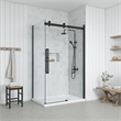Pemberly Row Matte Black Corner Shower Kit Base and Door 32
