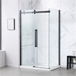 Pemberly Row Matte Black Corner Shower Kit Base and Door 32