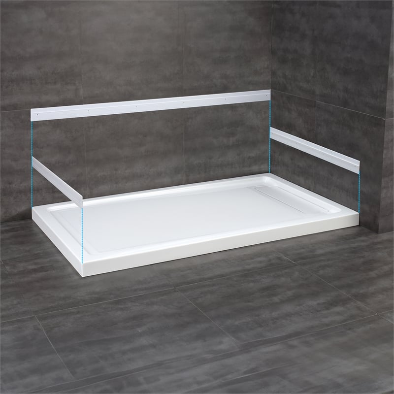Pemberly Row Matte Black Shower Kit Base and Door 36