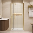 Pemberly Row 36 x 36 x 74-3/4 Shower Kit with Base and Door in Brushed Gold