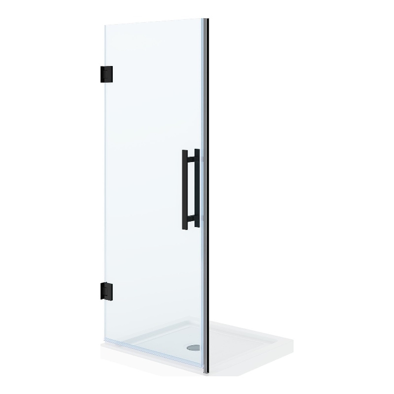 Pemberly Row 32 x 32 x 74-3/4 Shower Kit with Base and Door in Black