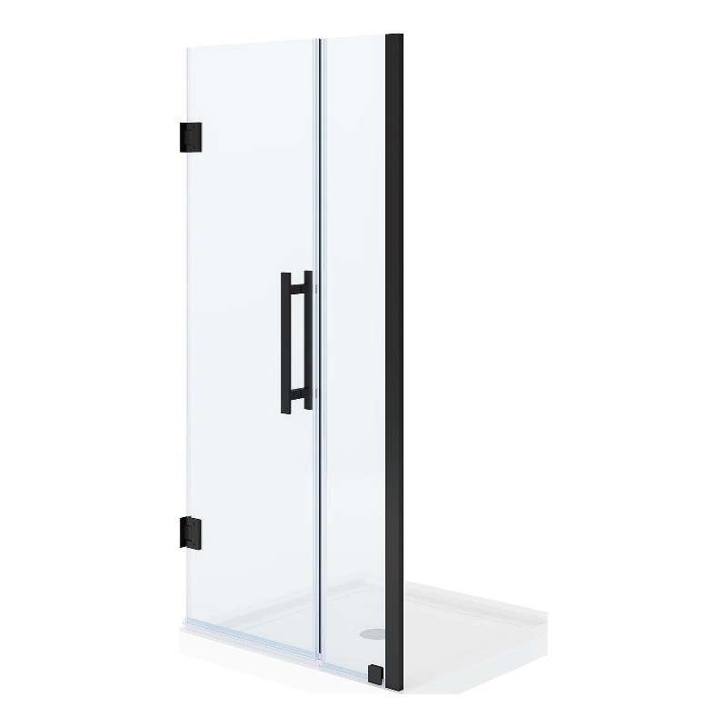 Pemberly Row 36 x 36 x 74-3/4 Shower Kit with Base and Door in Black