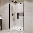 Pemberly Row 48 x 36 x 74-3/4 Shower Kit with Base and Door in Black