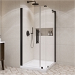 Pemberly Row 36 x 36 x 74-3/4 Corner Shower Kit with Base and Door in Black