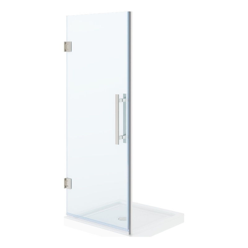 Pemberly Row 32 x 32 x 74-3/4 Shower Kit with Base and Door in Satin Nickel