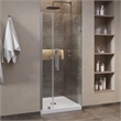 Pemberly Row 36 x 36 x 74-3/4 Shower Kit with Base and Door in Satin Nickel