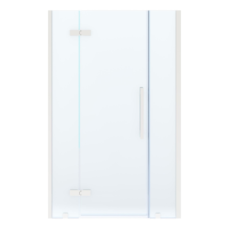 Pemberly Row 48 x 32 x 74-3/4 Shower Kit with Base and Door in Satin Nickel