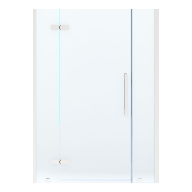 Pemberly Row 54 x 32 x 74-3/4 Shower Kit with Base and Door in Satin Nickel