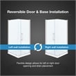 Pemberly Row 36 x 36 x 74-3/4 Corner Shower Kit with Base & Door in Satin Nickel