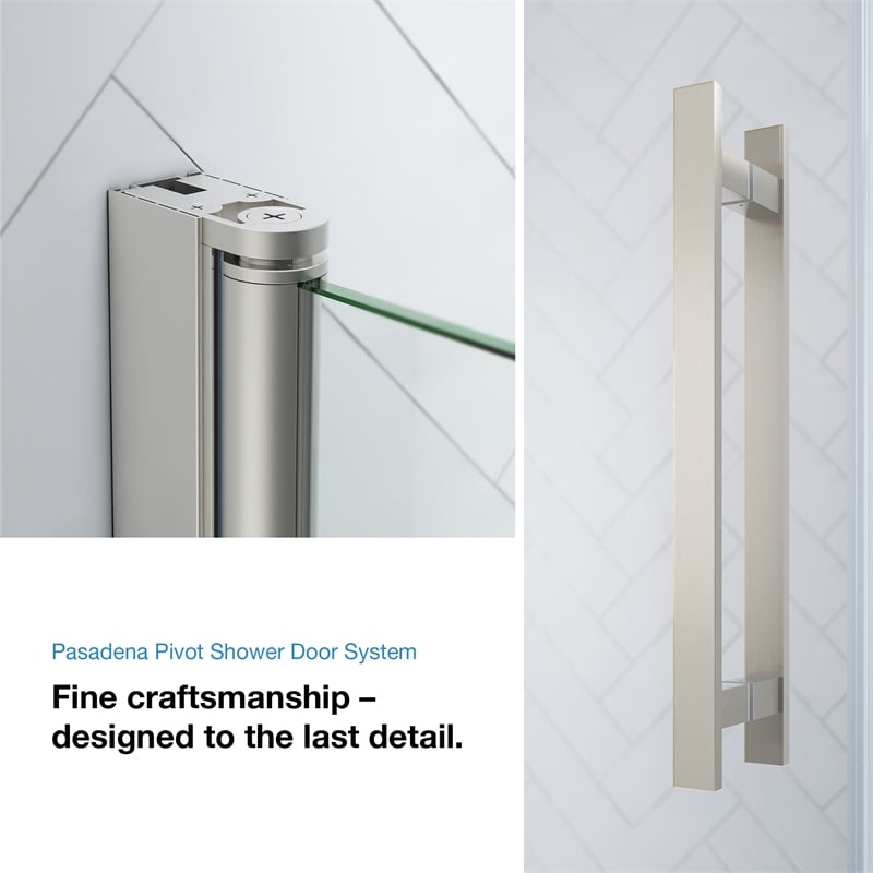 Pemberly Row 36 x 36 x 74-3/4 Corner Shower Kit with Base & Door in Satin Nickel