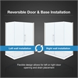 Pemberly Row 60 x 36 x 74-3/4 Corner Shower Kit with Base & Door in Satin Nickel