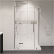 Pemberly Row 48 x 36 x 74-3/4 Corner Shower Kit with Base & Door in Satin Nickel