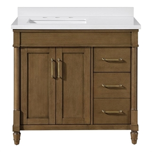 Pemberly Row 36&quot Almond Latte Bathroom Vanity with White Countertop
