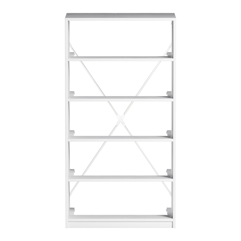 Pemberly Row Modern 5-Drawer Dresser with Large Fabric Drawers in White
