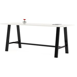 Pemberly Row 3' x 9' Wood Top Bar Height Conference Table in Designer White