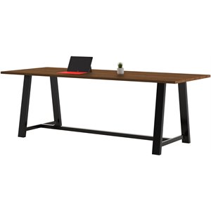 Pemberly Row 3' x 9' Wood Top Counter Height Conference Table in Walnut