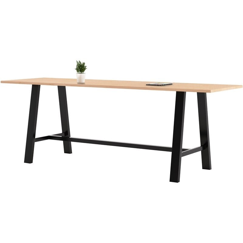Pemberly Row 3' x 10' Wood Top Bar Height Conference Table in Maple