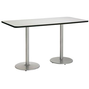 Pemberly Row 42&quot x 96&quot Round Silver Base Bistro Height Conference Table in White