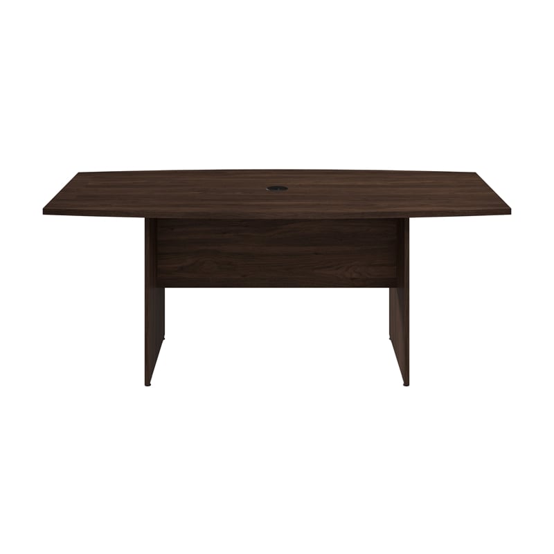 Pemberly Row 72W Boat Shaped Conference Table in Black Walnut - Engineered Wood