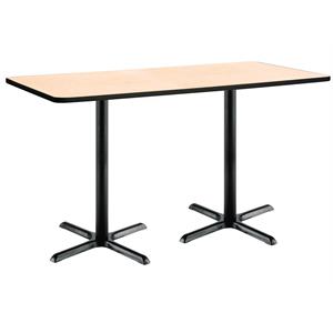 Pemberly Row 36&quot x 72&quot Pedestal Table - Natural Top - Black X-Base