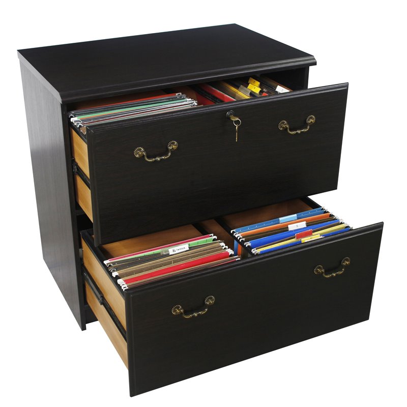 Pemberly Row Transitional Wood Lateral File Cabinet in Espresso