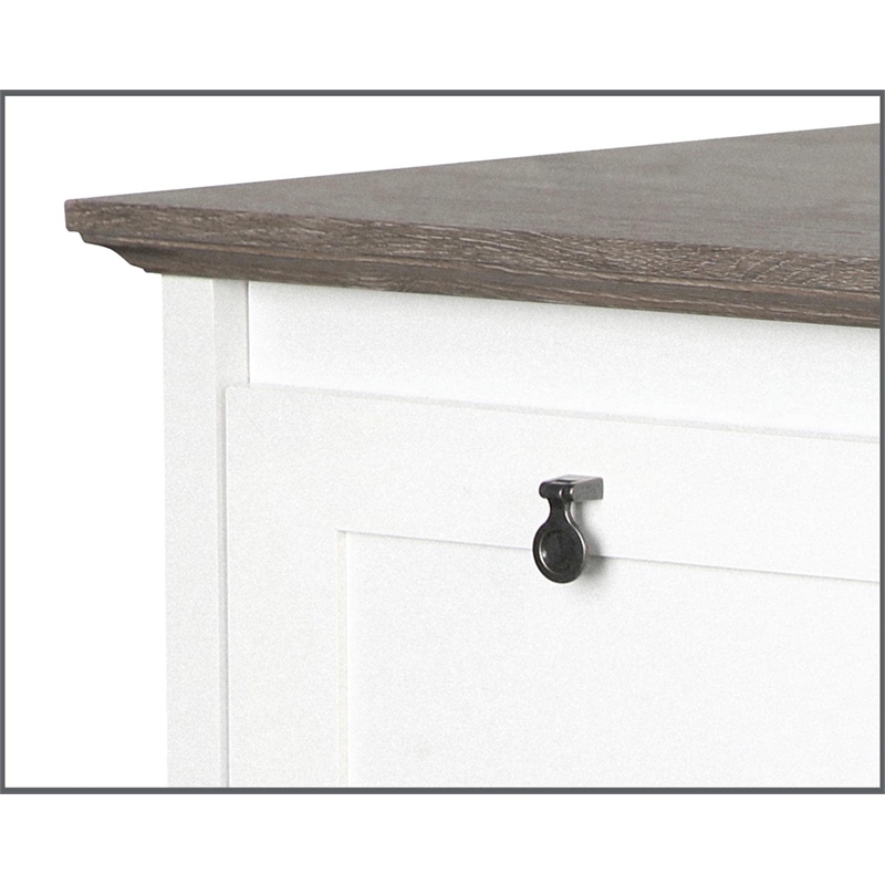 Pemberly Row 2-Drawer Modern Wood Lateral File Cabinet in White/Gray Oak