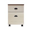 Pemberly Row Farmhouse Wood Mobile File Cabinet in Antique White