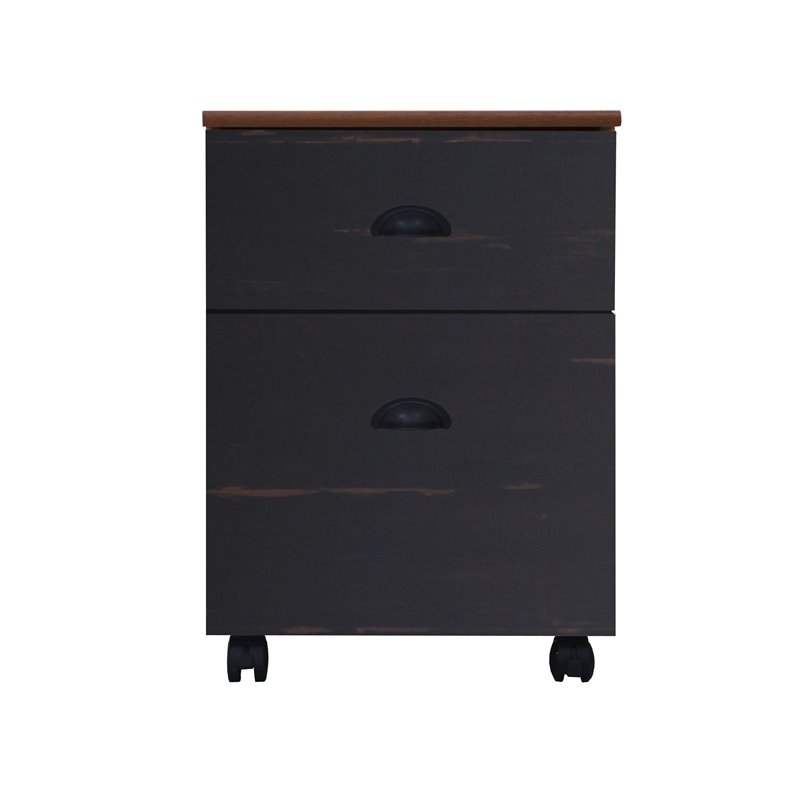 Pemberly Row Modern Farmhouse Wood Mobile File Cabinet in Espresso