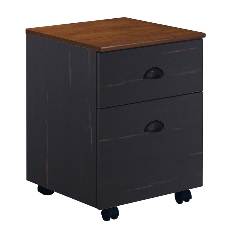 Pemberly Row Modern Farmhouse Wood Mobile File Cabinet in Espresso
