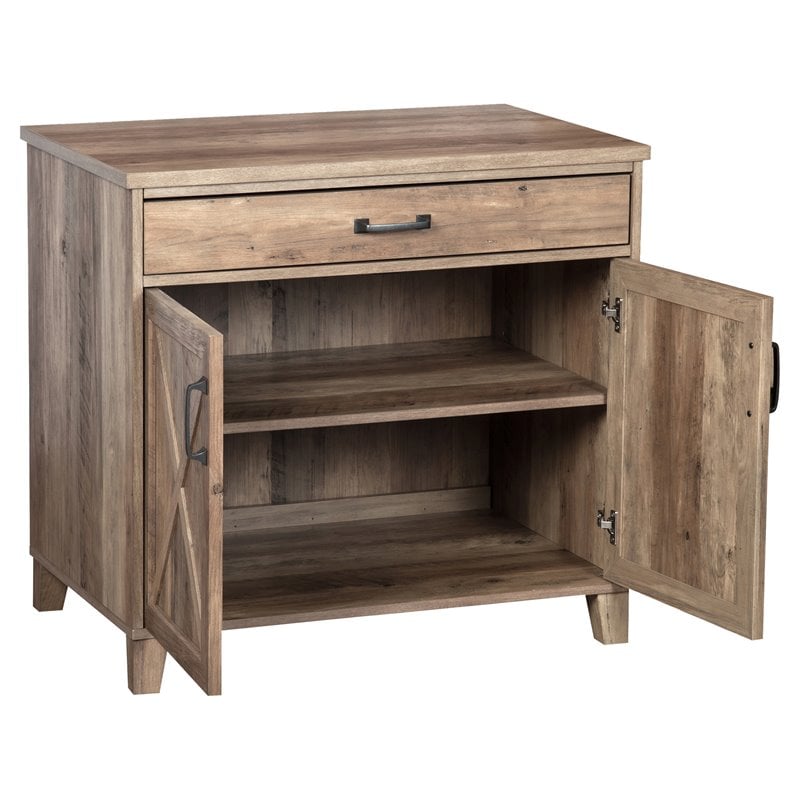 Pemberly Row 2-Door Modern Wood Laptop Credenza in Rustic Oak