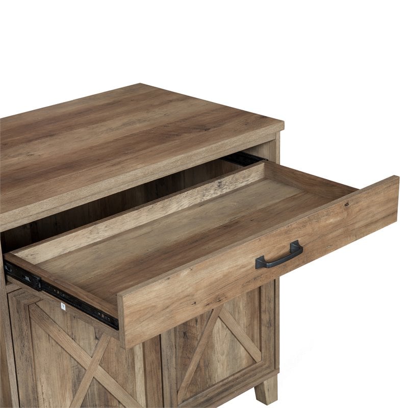 Pemberly Row 2-Door Modern Wood Laptop Credenza in Rustic Oak
