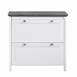 Pemberly Row Contemporary Wood File Cabinet in Gray Oak/White