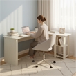 Pemberly Row L-Shaped Transitional Wood Executive Desk in Antique White
