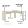 Pemberly Row L-Shaped Transitional Wood Executive Desk in Antique White