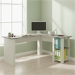Pemberly Row L-Shaped Transitional Wood Executive Desk in Antique White