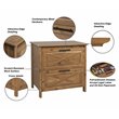 Pemberly Row 2-Drawer Modern Wood Lateral File Cabinet in Rustic Brown