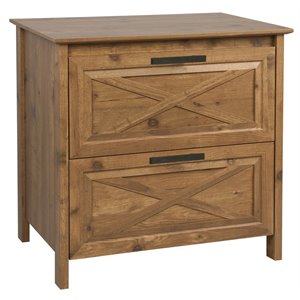 Pemberly Row 2-Drawer Modern Wood Lateral File Cabinet in Rustic Brown