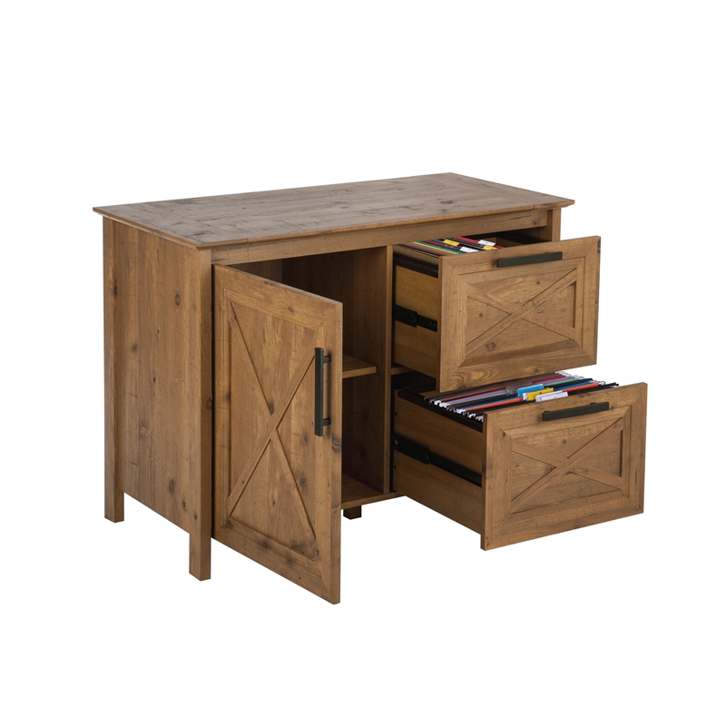 Pemberly Row 2-Drawer Modern Wood File Cabinet in Rustic Brown