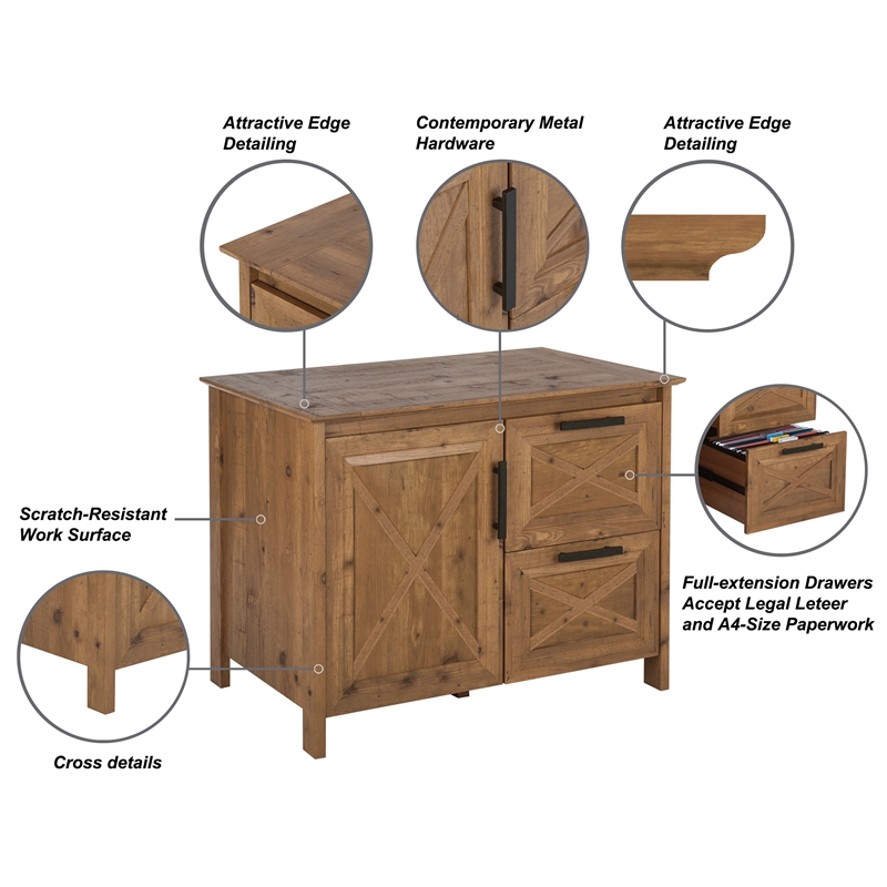 Pemberly Row 2-Drawer Modern Wood File Cabinet in Rustic Brown