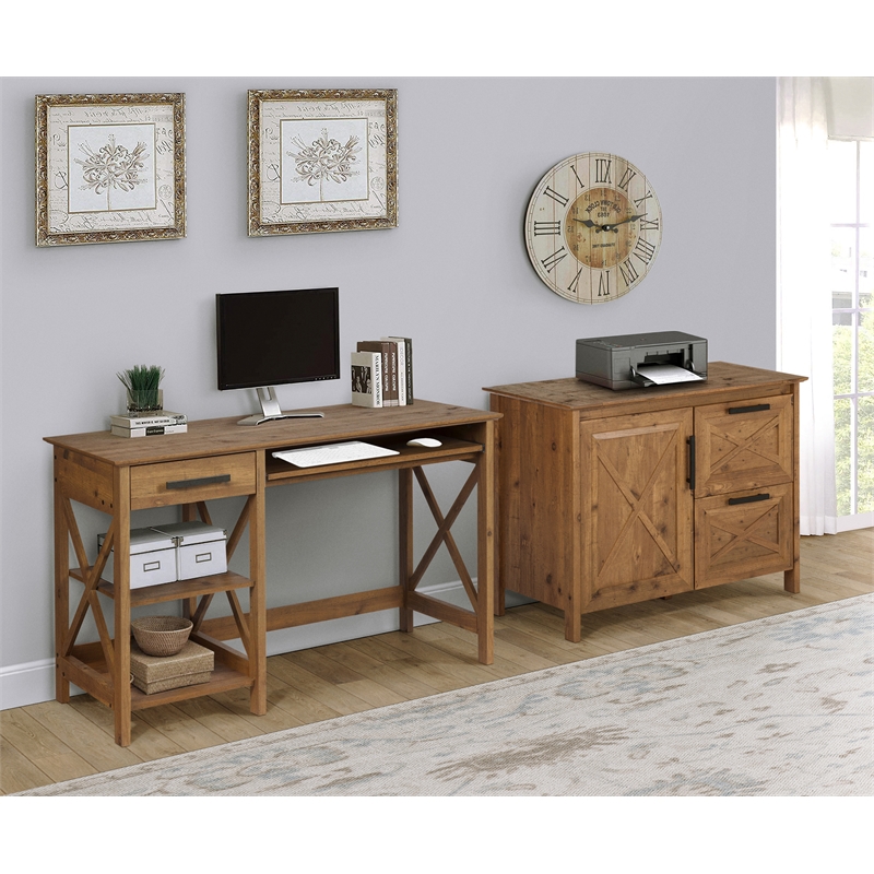 Pemberly Row 2-Drawer Modern Wood File Cabinet in Rustic Brown