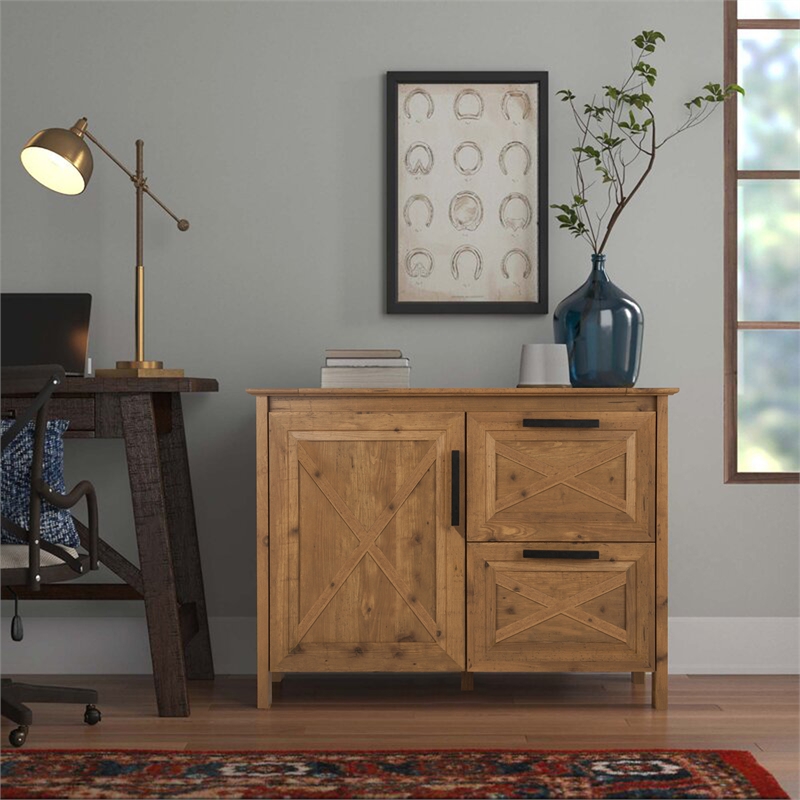 Pemberly Row 2-Drawer Modern Wood File Cabinet in Rustic Brown