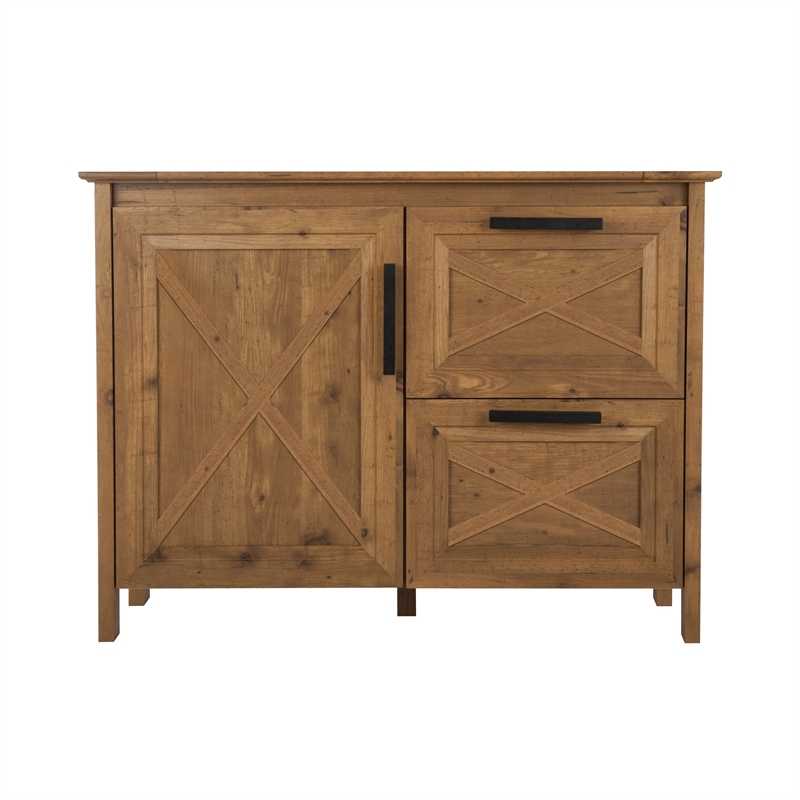 Pemberly Row 2-Drawer Modern Wood File Cabinet in Rustic Brown