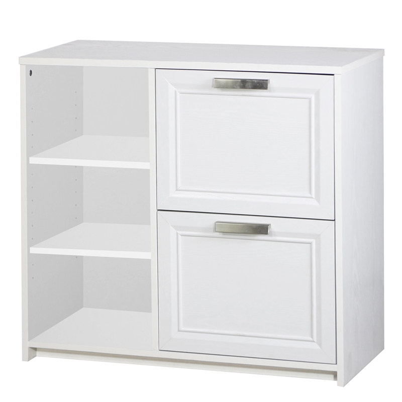 Pemberly Row Wood 2 Drawer File Cabinet With 3 Shelf in White
