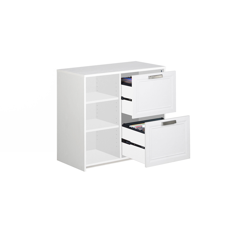 Pemberly Row Wood 2 Drawer File Cabinet With 3 Shelf in White